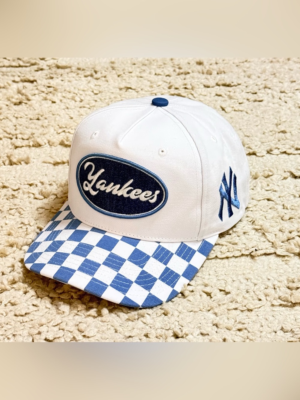 New Mitchell & Ness MLB New York Yankees checkered brim classic snapback hat